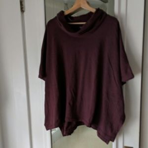 Aerie Plum Snap Side Flowy Cowl Neck Poncho